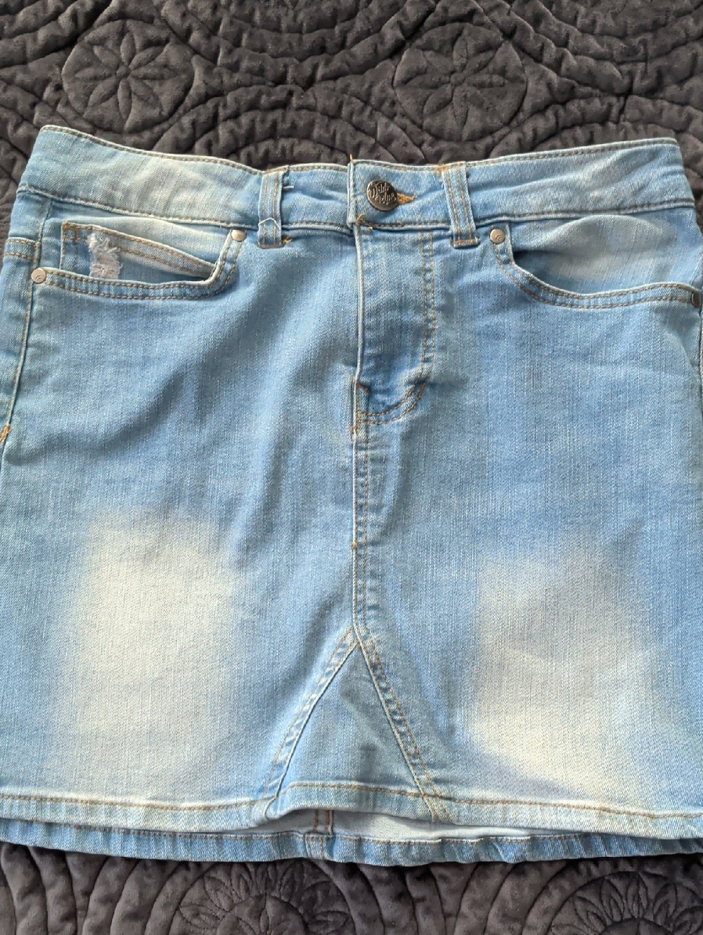 Wild Blue Light Wash Denim Mini Skirt